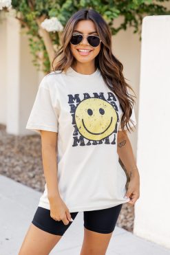 Outlet 😉 Pink Lily Mama Smiley Repeat Ivory Graphic Tee 🧨 -Tees Shop 219A2669 2577ae0a 103d 43a4 8364 b881b70cfb7f 650x