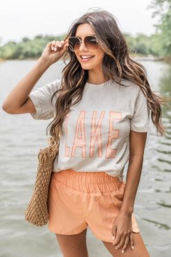 Best deal 🤩 Pink Lily Lake Peach Heather Prism Natural Graphic Tee 💯 -Tees Shop 219A2669 650x