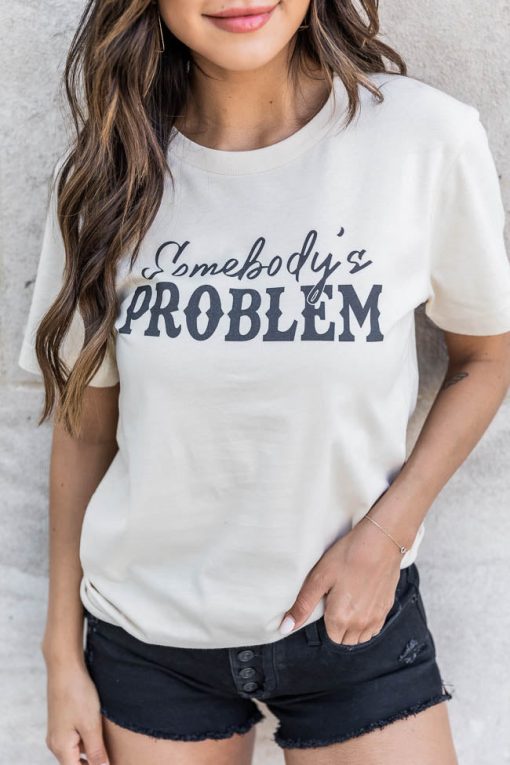 Cheap 😍 Pink Lily Somebody's Problem Cream Graphic Tee 😍 -Tees Shop