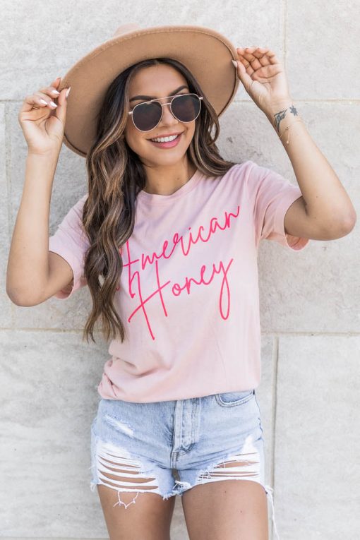 Best Pirce 🛒 Pink Lily American Honey Peach Graphic Tee ⭐ -Tees Shop