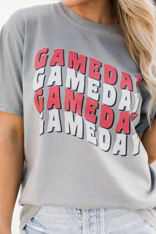 Hot Sale 😀 Pink Lily Gameday Repeat Grey Comfort Color Graphic Tee 🔥 -Tees Shop