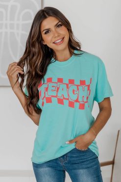 Discount 🧨 Pink Lily Checkered Teach Chalky Mint Graphic Tee 💯 -Tees Shop 219A7497 bb53bcbe e0ee 425c a3c3 1f27104f36eb 650x