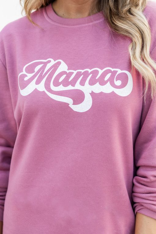 Buy 🧨 Pink Lily Mama Script Deep Mauve Graphic Sweatshirt 😀 -Tees Shop