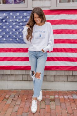 Wholesale 🧨 Pink Lily Nantucket White Cropped Corded Graphic Sweatshirt 🥰 -Tees Shop 2N2A4346 650x