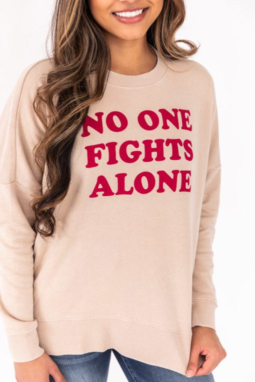 Hot Sale ⭐ Pink Lily No One Fights Alone Light Tan Graphic Sweatshirt ❤️ -Tees Shop 4W3A0660 3a1d5ea9 5bc3 47c0 9824