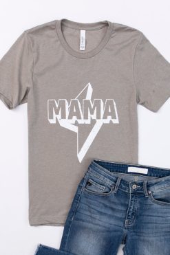 Outlet ✔️ Pink Lily Mama Lightning Bolt Graphic Heather Stone Tee 💯 -Tees Shop 4W3A2725 e4fe3bd7 b76f 4489 960b 2ebeaf254b67 650x