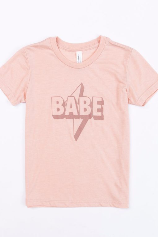 Budget ⭐ Pink Lily Babe Lightning Bolt Graphic Baby Tee Peach 🔥 -Tees Shop 4W3A2730 454b2fd4 1a88 4467 8c3c