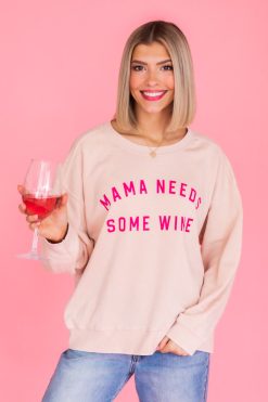 Outlet 😉 Pink Lily Mama Needs Some Wine Pale Pink Graphic Sweatshirt ⌛ -Tees Shop 4W3A2748 4c679b3d 19df 40c5 9f1e ee9d1c3a9ea3 650x