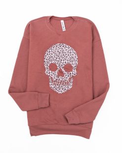 Best Pirce 👏 Pink Lily Animal Print Skull Mauve Graphic Sweatshirt 🌟 -Tees Shop 4W3A7818 650x