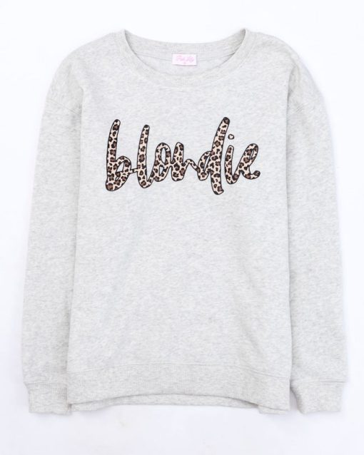 Discount 🔥 Pink Lily Blondie Animal Print Heather Sand Graphic Sweatshirt 🛒 -Tees Shop