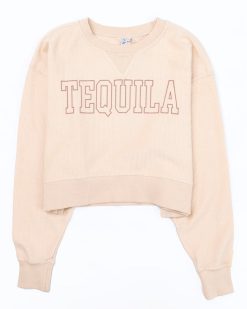 Outlet ✔️ Pink Lily Tequila Block Cropped Corded Graphic Cream Sweatshirt 🤩 -Tees Shop 4W3A7832 650x