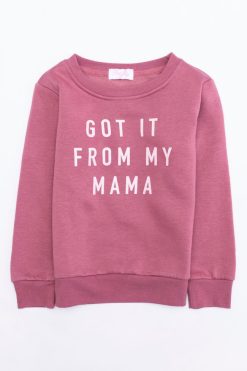 Deals ⭐ Pink Lily Got It From My Mama Kids Mauve Graphic Sweatshirt 😍 -Tees Shop 4W3A7924 650x