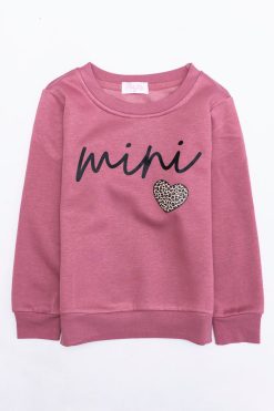 Cheapest 😍 Pink Lily Mini Script Brown Animal Print Kids Super Soft Fleece Mauve Graphic Sweatshirt 🔔 -Tees Shop 4W3A7925 650x