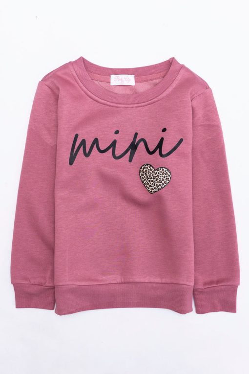 Cheapest 😍 Pink Lily Mini Script Brown Animal Print Kids Super Soft Fleece Mauve Graphic Sweatshirt 🔔 -Tees Shop