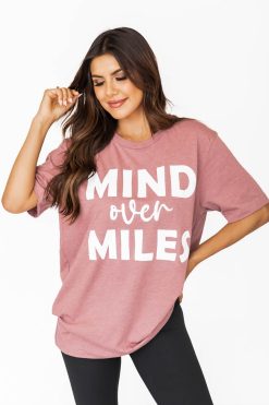 Cheap 😍 Pink Lily Mind Over Miles Mauve Graphic Tee 👏 -Tees Shop AB127088 1 650x