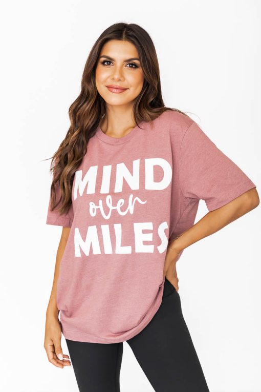 Cheap 😍 Pink Lily Mind Over Miles Mauve Graphic Tee 👏 -Tees Shop