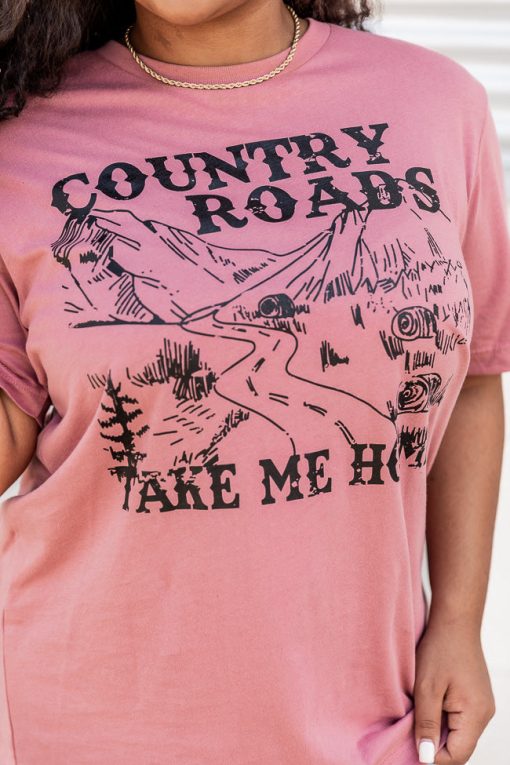 Brand new 🔥 Pink Lily Country Roads Take Me Home Mauve Graphic Tee 🎁 -Tees Shop