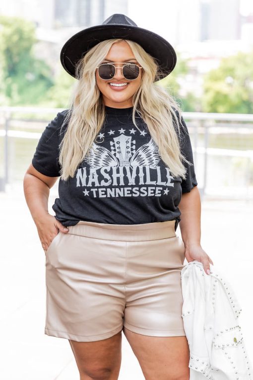 Wholesale 🔥 Pink Lily Nashville Wings Black Graphic Tee 🎁 -Tees Shop