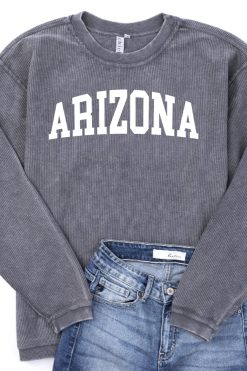 Cheap 👏 Pink Lily State Corded Graphic Charcoal Sweatshirt 🧨 -Tees Shop Arizona Charcoal 650x