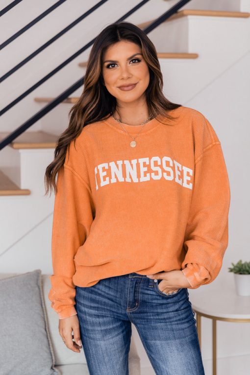 Best deal ⌛ Pink Lily State Corded Orange Graphic Sweatshirt 😍 -Tees Shop