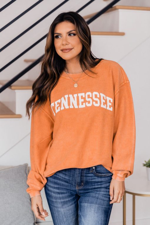 Best deal ⌛ Pink Lily State Corded Orange Graphic Sweatshirt 😍 -Tees Shop