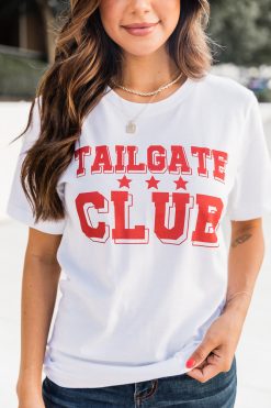 Budget 🔥 Pink Lily Tailgate Club White Graphic Tee 🎉 -Tees Shop BGR108106 3 650x