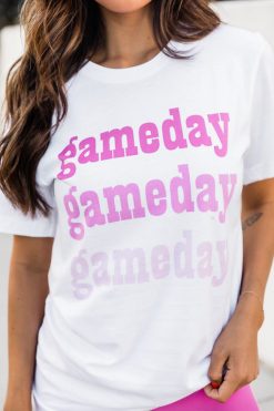 New 👏 Pink Lily Gameday Repeat Pink White Graphic Tee 🛒 -Tees Shop BGS108106 3 650x