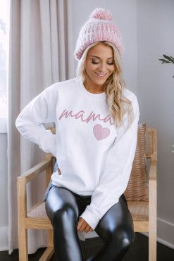 Budget 🔥 Pink Lily Mama Script Mauve Animal Print White Graphic Sweatshirt 🧨 -Tees Shop BT125495 10 650x