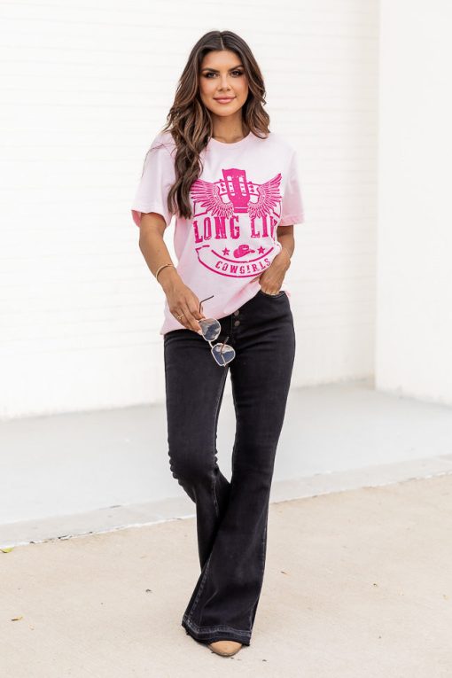 Cheapest 😀 Pink Lily Long Live Cowgirls Pink Graphic Tee 🛒 -Tees Shop