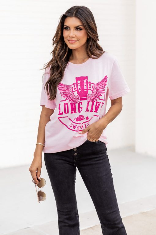 Cheapest 😀 Pink Lily Long Live Cowgirls Pink Graphic Tee 🛒 -Tees Shop