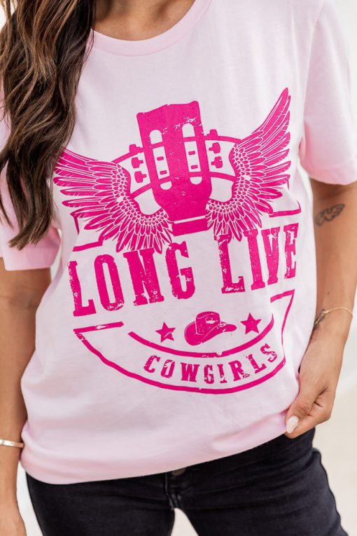 Cheapest 😀 Pink Lily Long Live Cowgirls Pink Graphic Tee 🛒 -Tees Shop