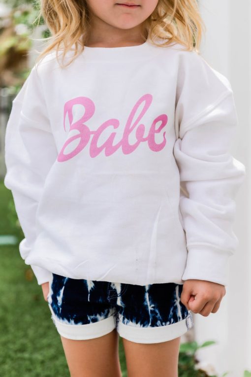 Discount 💯 Pink Lily Kids Babe Script Graphic Sweatshirt White 🎁 -Tees Shop