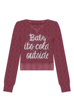 Top 10 🛒 Pink Lily Baby It's Cold Outside Cropped Corded Maroon Graphic Sweatshirt 🤩 -Tees Shop BabyIt sColdOutsideCroppedCordedMaroonGraphicSweatshirt 650x