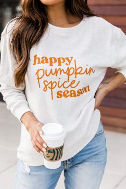 Hot Sale 🥰 Pink Lily Happy Pumpkin Spice Season Heather Sand Graphic Sweatshirt 🌟 -Tees Shop C168236 163838 lesley 177866 arlette smokeinmirrors 10 650x