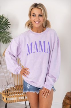 Best Sale 🔔 Pink Lily Mama Vintage Corded Graphic Lilac Sweatshirt 🥰 -Tees Shop C173776 1 650x