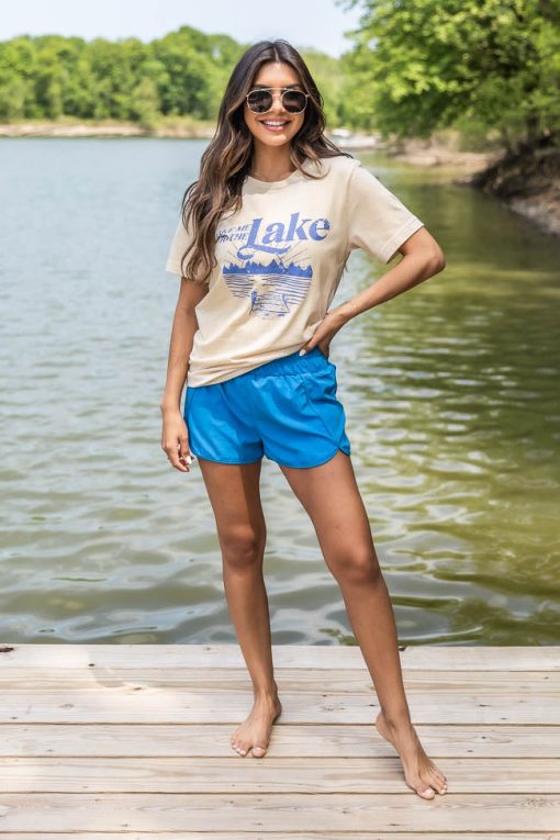 Cheapest 🎉 Pink Lily Take Me To The Lake Graphic Soft Cream Tee 🥰 -Tees Shop