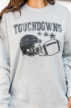 Top 10 🔔 Pink Lily Touchdowns Star Football Soft Fleece Grey Graphic Sweatshirt ✔️ -Tees Shop C178738 3 650x