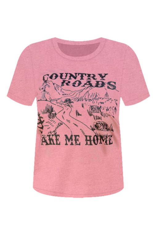 Brand new 🔥 Pink Lily Country Roads Take Me Home Mauve Graphic Tee 🎁 -Tees Shop