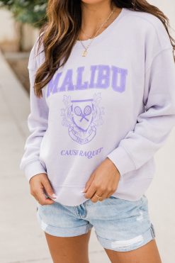 Top 10 👍 Pink Lily Malibu Tennis Club Graphic Soft Lavendar Sweatshirt 🛒 -Tees Shop D172984 173466 testoftimelight 164212 she schic 164324 jennywhite 6 650x