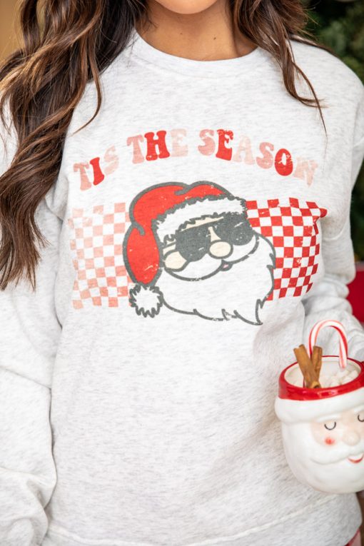 Best reviews of 👍 Pink Lily Tis The Season 🎁 Christmas Ash Graphic Sweatshirt 🛒 -Tees Shop