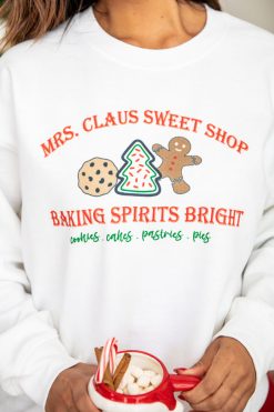 Best reviews of ⭐ Pink Lily Mrs. Claus Sweet Shop White Graphic Sweatshirt ⭐ -Tees Shop DH125495 185604 1 650x