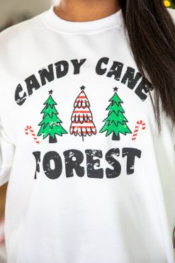 Buy 🧨 Pink Lily 🍬 Candy Cane Forest White Graphic Sweatshirt 🎉 -Tees Shop DI125495 185676 7 650x