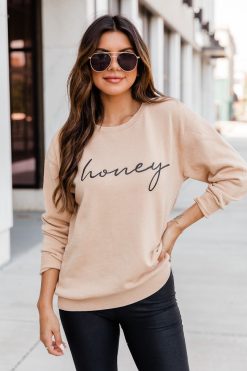 Brand new 🔥 Pink Lily Honey Script Gold Graphic Sweatshirt ❤️ -Tees Shop E174450 174406 chasingreality 177082 travelingtoyou 174558 deena 7 650x