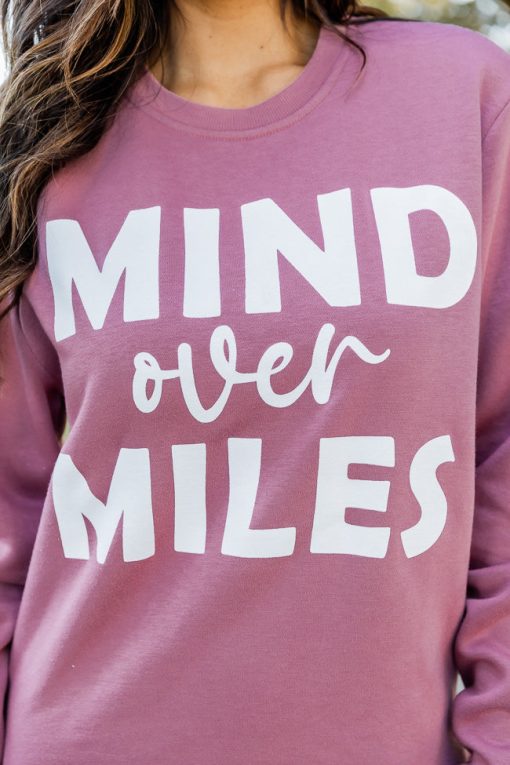 Best Pirce 🧨 Pink Lily Mind Over Miles Deep Mauve Graphic Sweatshirt 🥰 -Tees Shop