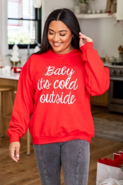 Best reviews of ✨ Pink Lily Baby It's Cold Outside Script Red Graphic Sweatshirt 🥰 -Tees Shop F125489 babyit scoldoutsideredsweatshirt 184236 smooththingsovercharcoal 1 650x