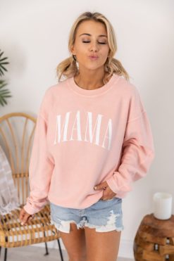 Budget 🌟 Pink Lily Mama Vintage Corded Graphic Pink Sweatshirt ❤️ -Tees Shop G172138 6 650x