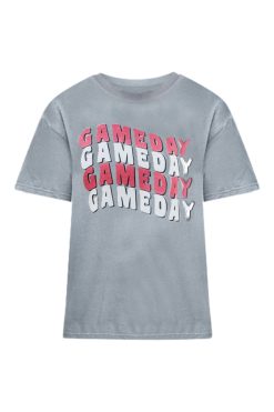 Hot Sale 😀 Pink Lily Gameday Repeat Grey Comfort Color Graphic Tee 🔥 -Tees Shop GamedayRepeatGreyComfortColorGraphicTee 650x