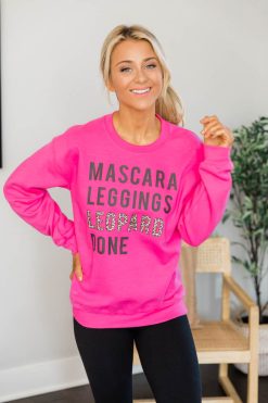 Budget 🎉 Pink Lily Mascara Leggings Leopard Done Hot Pink Graphic Sweatshirt 🥰 -Tees Shop H152183 7 650x