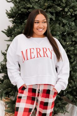 Brand new ✨ Pink Lily Merry Varsity White Cropped Corded Graphic Sweatshirt 🛒 -Tees Shop H175136 177890 remarkablekissredblack 164294 goodnightdreamsblack 6 650x