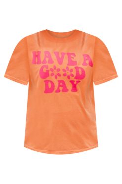 Best Pirce ❤️ Pink Lily Have A Good Day Orange And Hot Pink Graphic Tee 👍 -Tees Shop HaveAGoodDayOrangeAndHotPinkGraphicTee 650x